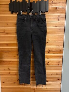 Madewell Black Cropped Raw-Hem Straight Jeans